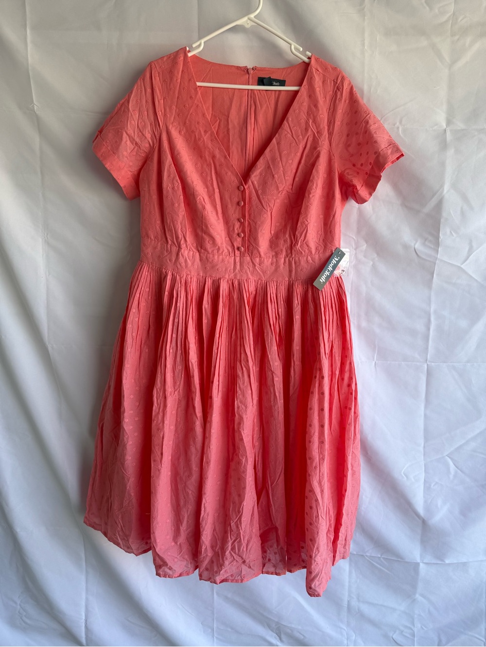 ModCloth Coral Vintage Inspired dress, Size 16, cotton, lined, pockets